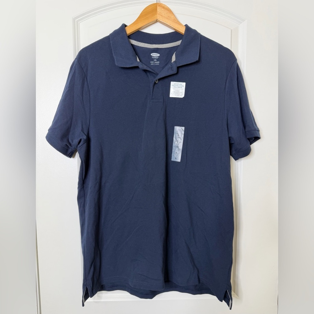 Men's Old Navy Moisture-Wicking Navy Blue Short Sleeve Polo Shirt Large NWT